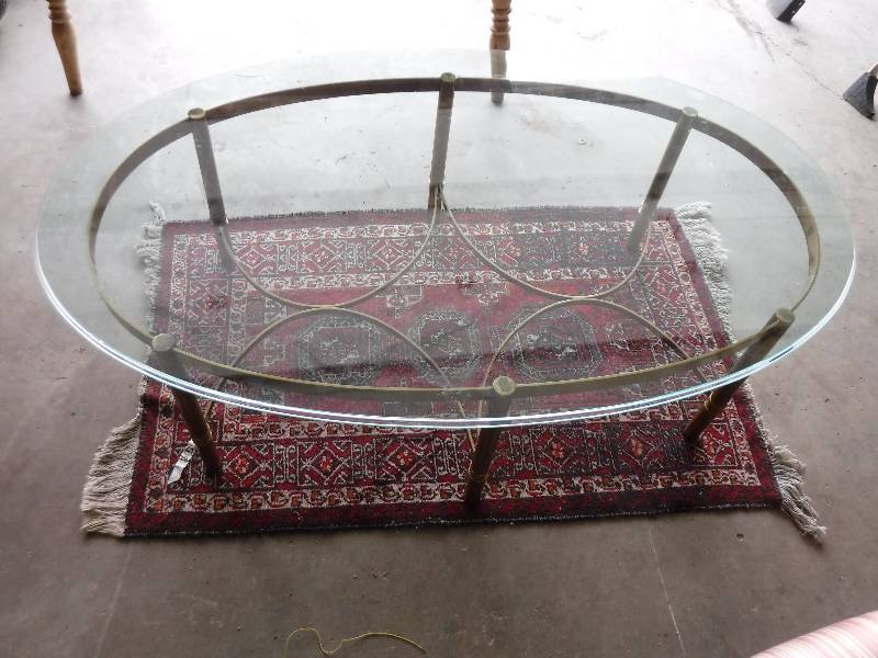 lot 4310 image: oval glass coffee table