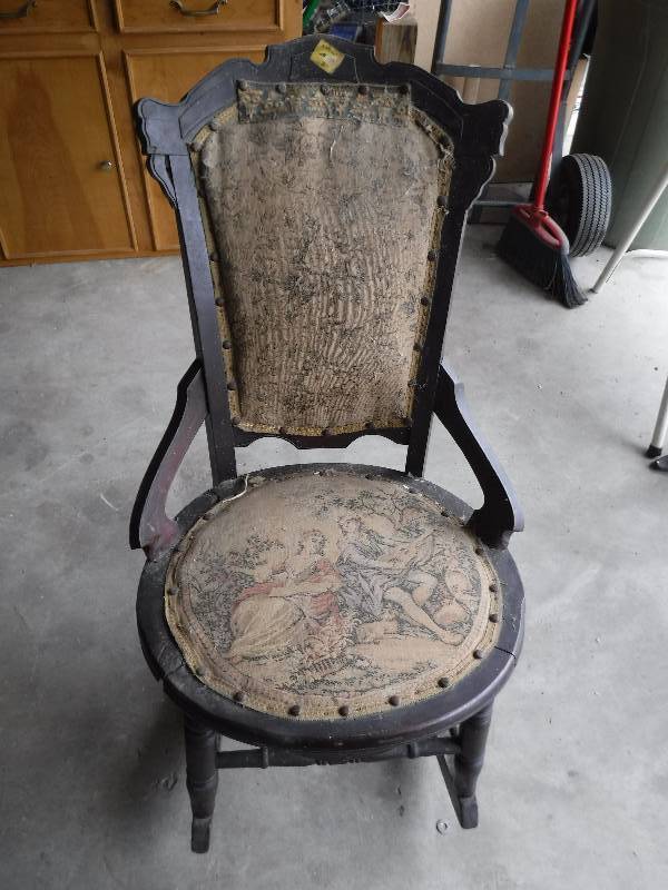 lot 4322 image: antique solid wood rocking chair