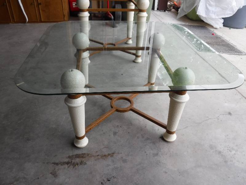 lot 4333 image: glass top coffee table and end table