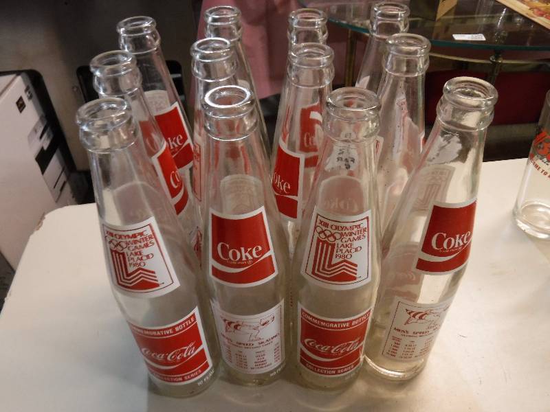 lot 4352 image: 12-1980 Coca Cola bottle Olympics coke bottles