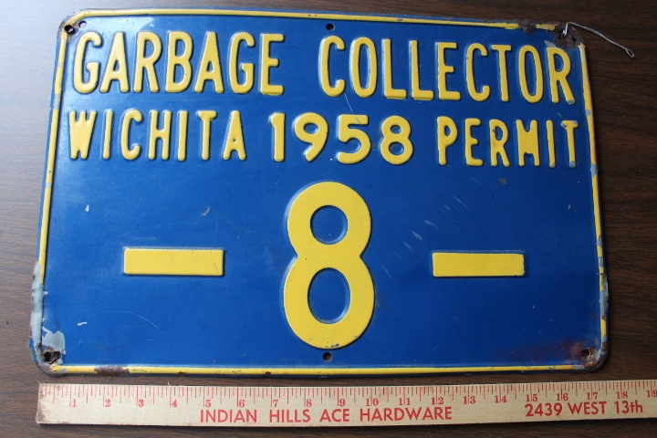 lot 5696 image: 1958 Garbage Collector Permit - Pressed Steel