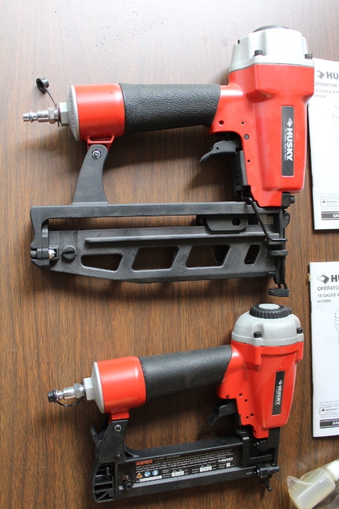 lot 5719 image: Husky 16 Guage Finish Nailer and 18 Guage Brad Nailer