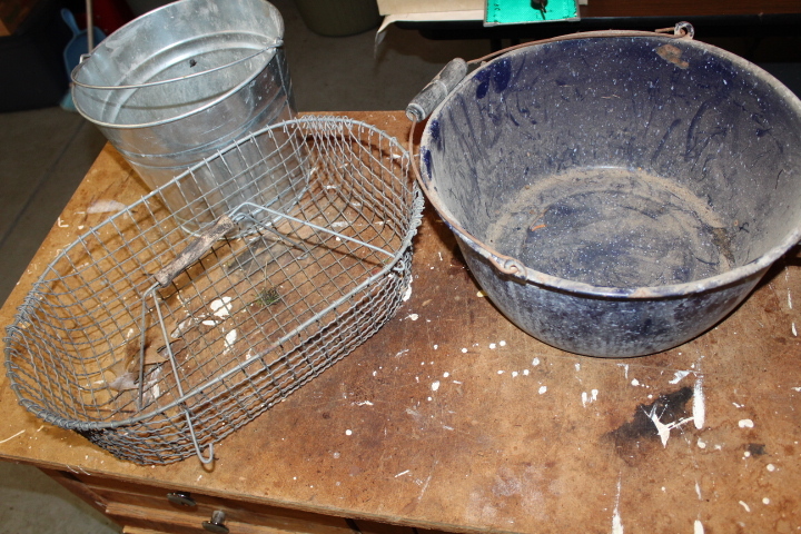 lot 5762 image: Galvanized Bucket and Basket
