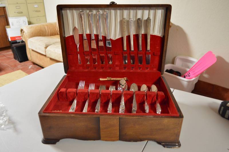 lot 5685 image: Community Plate Silverware in Box - Milady Pattern - 49 Pieces