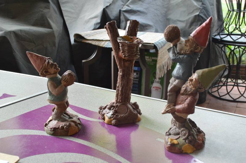 lot 5606 image: 3 Gnomes - by Tom Clark called Naismith, and Bucket II, and Slam and Dunk