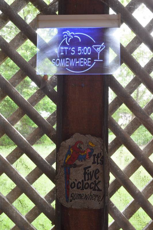 lot 5621 image: 2 Its 5 OClock Somewhere Signs - One lights up, and Windchime