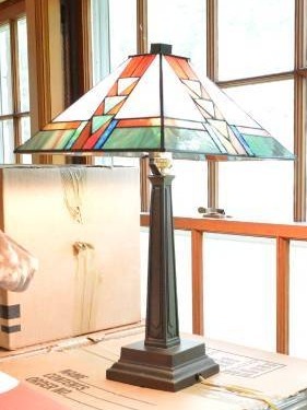lot 5636 image: Table Lamp with Stained Glass Shade