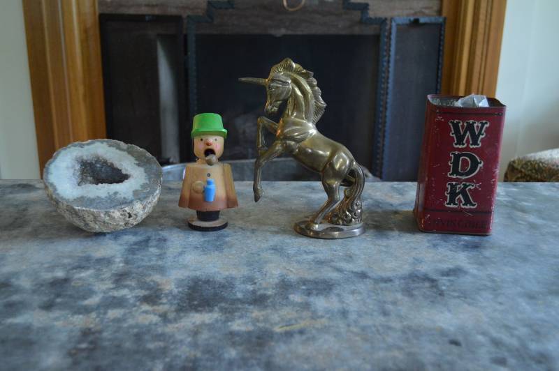 lot 5647 image: Brass Unicorn, Incense Burner, Tin and Rock