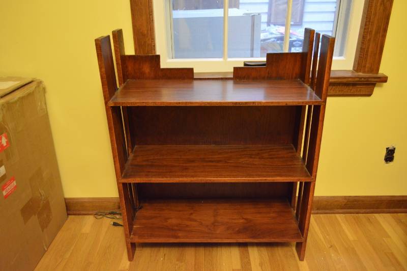 lot 5655 image: Mission Style Bookshelf - 28.75 by 11.25 by 35.25 Tall