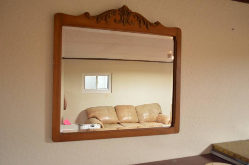 lot 5671 image: Beveled Edge Mirror in Wood Frame
