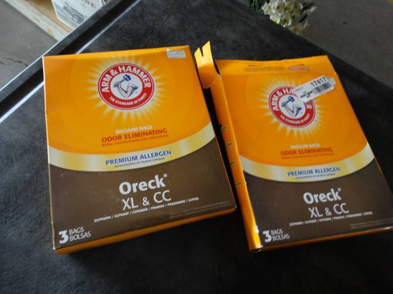 lot 17417 image: 2 boxes of vacuum bags, oreck XL & CC.