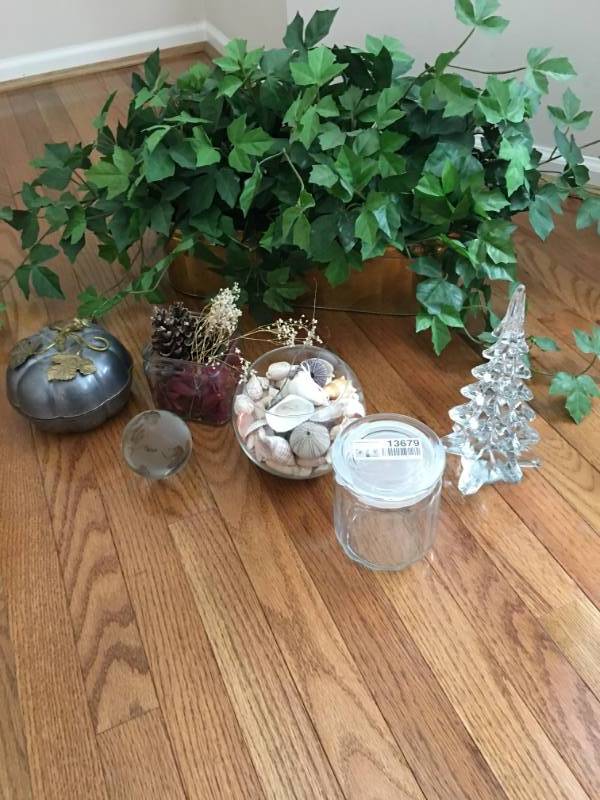 lot 13679 image: Misc Lot of Faux Plants and Various Dcor Pieces