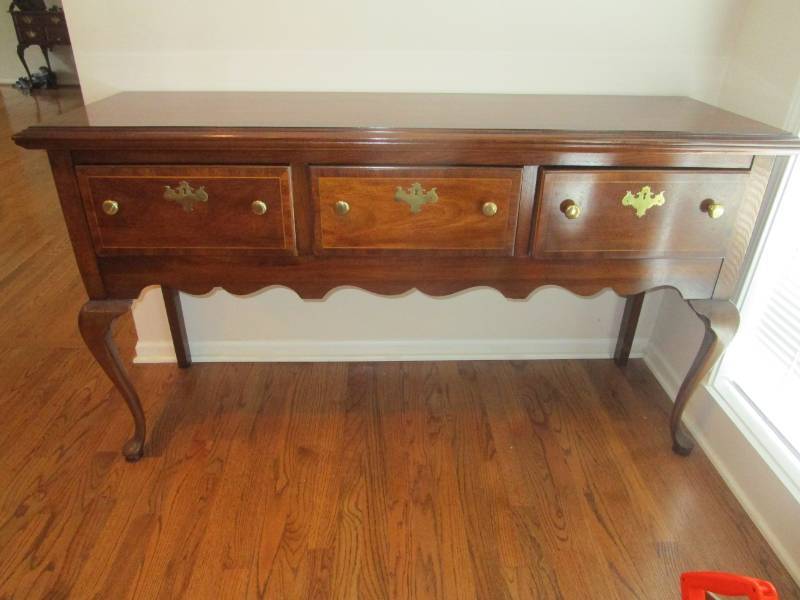 lot 13647 image: Three Drawer Sideboard with Queen Anne Style Legs Matches 13641.