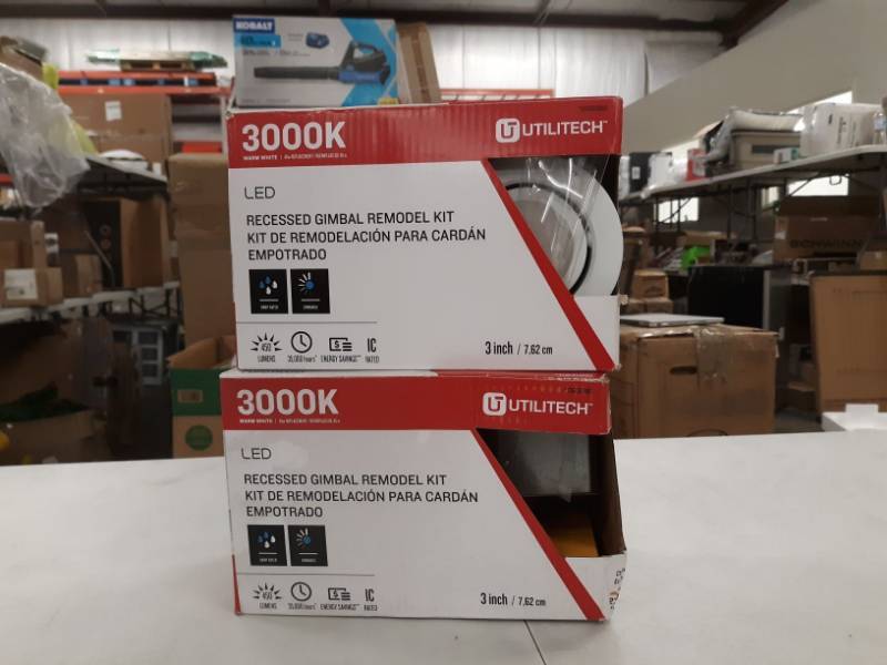 lot 6811 image: Pair of Utilitech 45-watt Equivalent Brushed Nickle Dimmable Led Recessed Retrofit