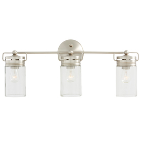 lot 6864 image: allen  roth 3-Light Vallymede Brushed Nickel Bathroom Vanity Light