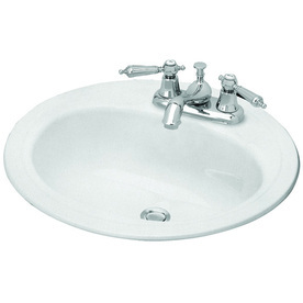 lot 6866 image: Briggs White Enameled Steel 19  Round Drop-in Bathroom Sink With Overflow 255881