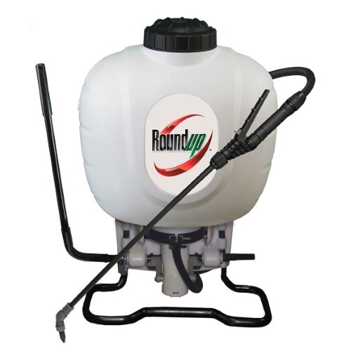 lot 6877 image: Roundup 4-Gallon Plastic Tank Sprayer with Shoulder Strap