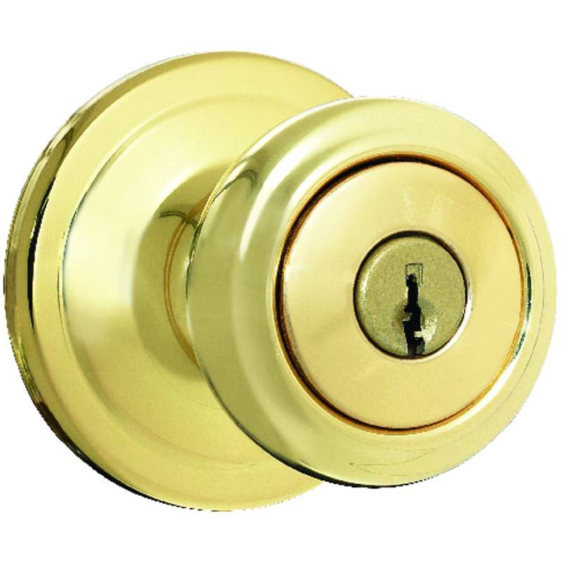 lot 6912 image: Kwikset Cameron Keyed Entry Knob Bright Brass