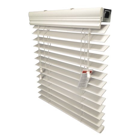 lot 6935 image: US Window and Floor 2 Inch Faux Wood Blind Antique White 47.5 x 60 inches
