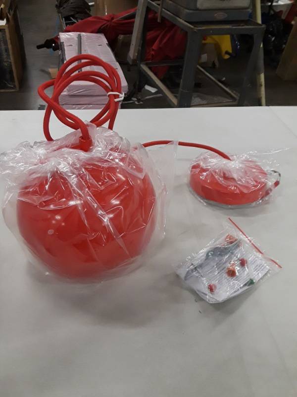 lot 6938 image: Westinghouse Pendant Lights 1-Light Red Adjustable Mini Pendant with Metal Shade