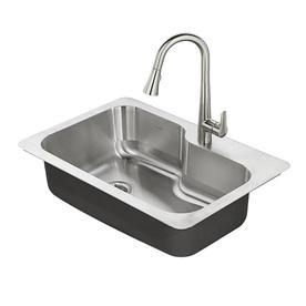 lot 6966 image: American Standard Raleigh 33-in x 22-in Stainless Steel Single-Basin Drop-in or Undermount 1-Hole Residential Kitchen Sink All-In-One Kit