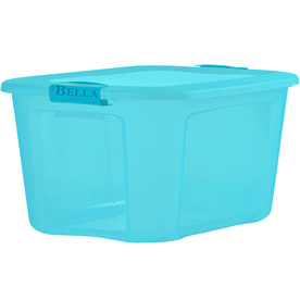 lot 8010 image: Two Bella Storage Solution 18-Gallon Blue Tote with Latching Lid