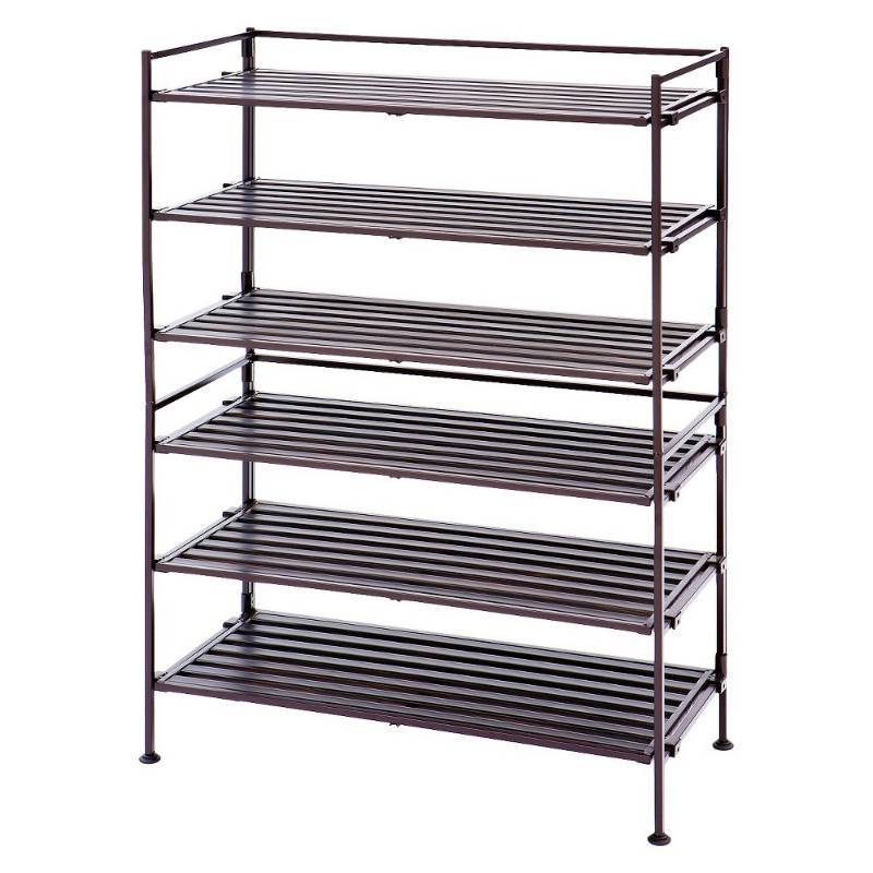 lot 8022 image: Seville Classics 3-Tier Utility Shoe Rack, Mocha, 2-Pack