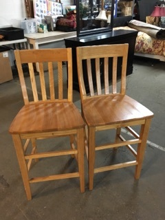 Two Bar Height Light Oak Chairs Spring Cleaning Pull