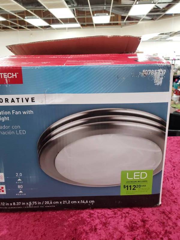 lot 6056 image: Utilitech Decorative Ventilation Fan with LED Light - Appears New, No Further Testing