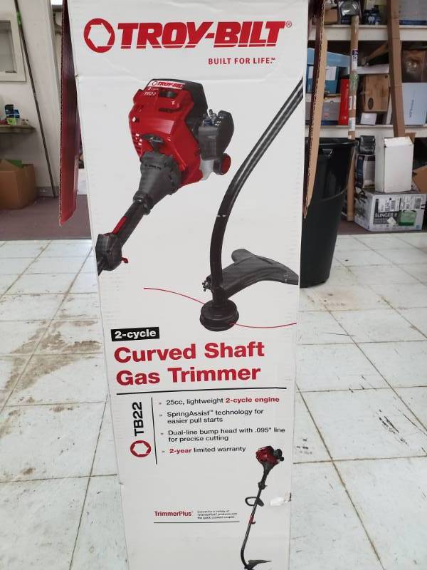 lot 6062 image: Troy Built 2 Cycle Curved Shaft Gas Trimmer TB22 - Appears New No Further Testing