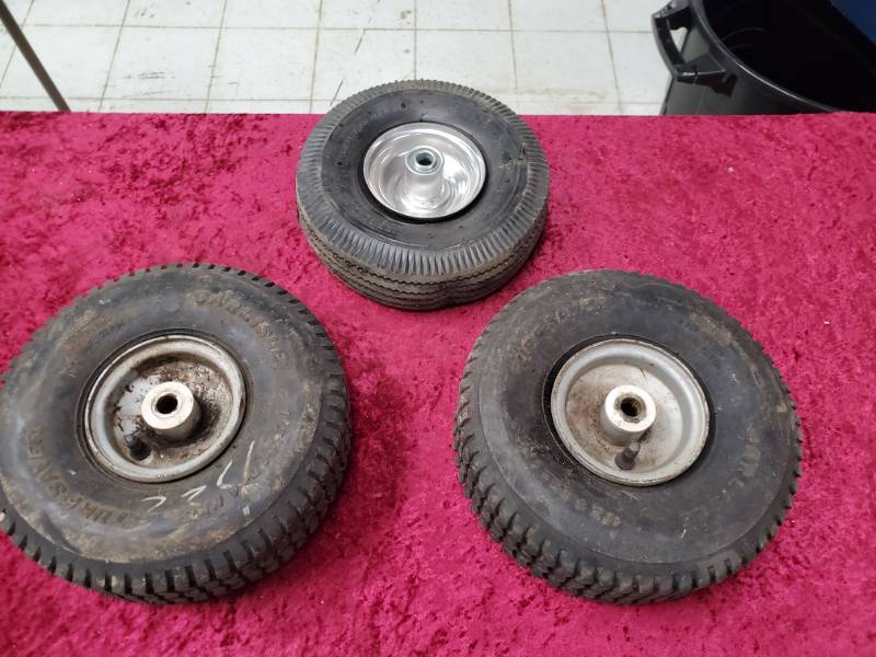 lot 6071 image: Three Misc Sized Tires and Wheels