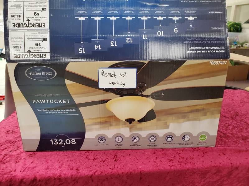 lot 6072 image: Harbor Breeze Ceiling Hugger Fan, Remote Not Working