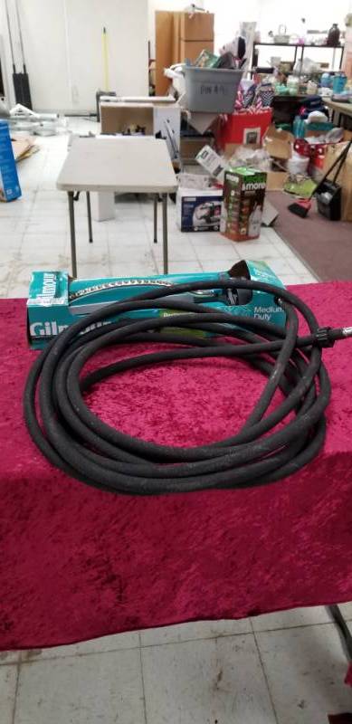 lot 6040 image: Gilmour Rectangular Medium Duty Adjustable Sprinkler and Hose - Appears New No Further Testing
