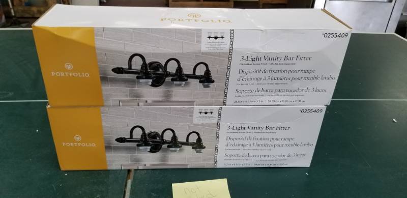 lot 6103 image: Two Portfolio 3-light Vanity Bar Fixtures Appears New No Further Testing