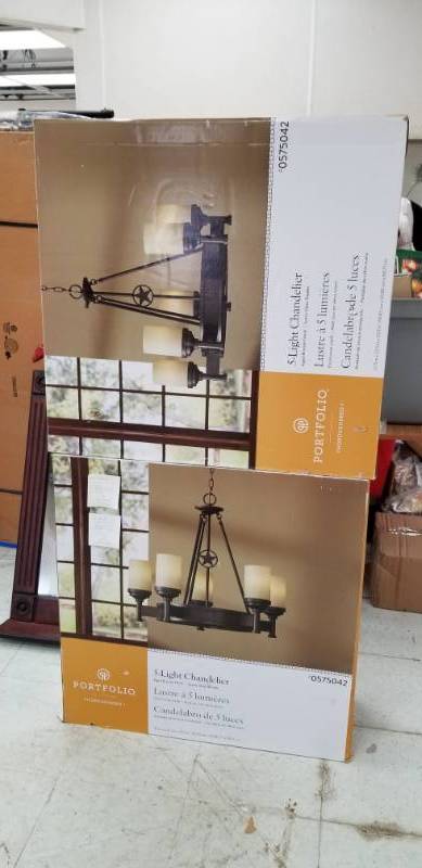 lot 6105 image: (2)Portfolio 5-light Chandelier Each Have Issues Make One out of Both
