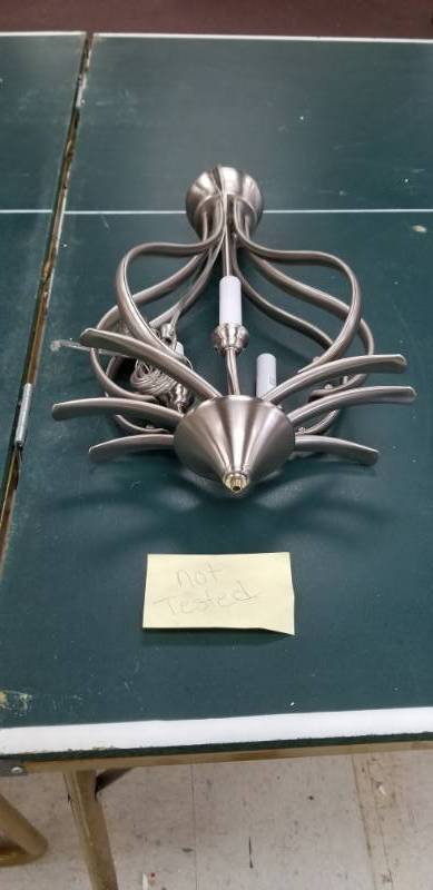 lot 6106 image: Brushed Stainless Pendant Light Appears New No Further Testing
