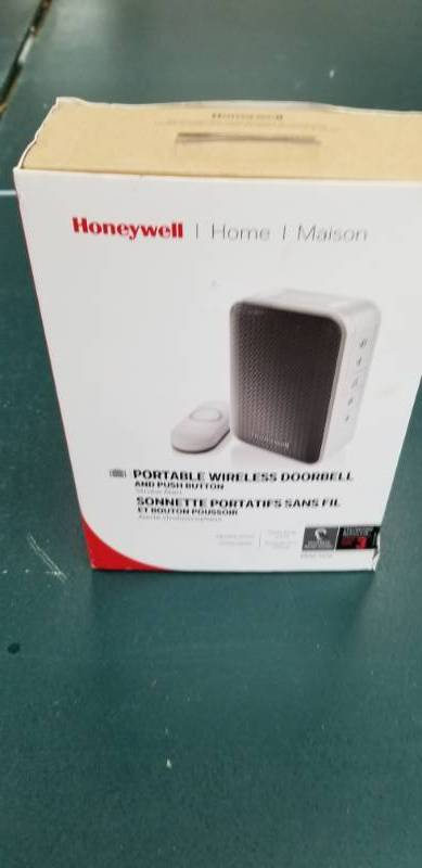 lot 6110 image: Honewell Portable Wireless Doorbell and Push Button Appears New No Further Testing