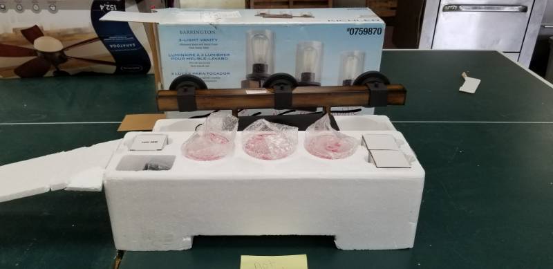 lot 6111 image: Kichler 3-light vanity Sm Puncture Cosmetic - Otherwise Appears New No Further Testing