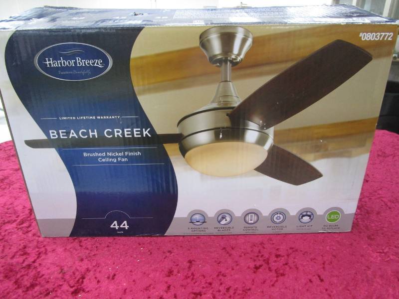 lot 6148 image: Harbor Breeze Beach Creek Ceiling Fan Down rod Kit Appears New No Further Testing