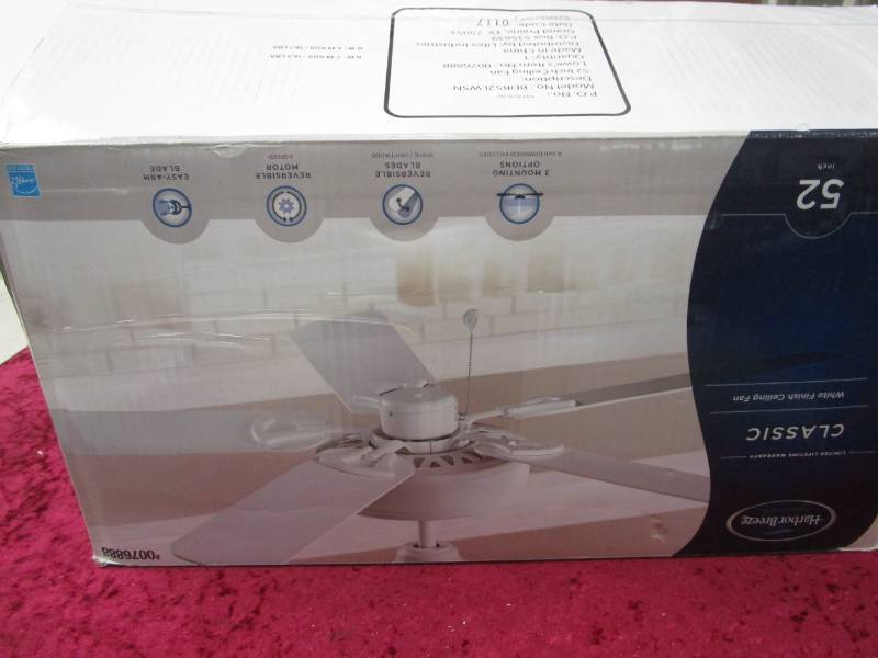 lot 6149 image: Harbor Breeze White Classic Ceiling Fan Kit Appears New No Further Testing