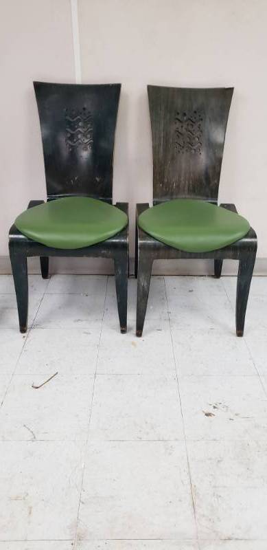 lot 2065 image: Two Black Green Chairs