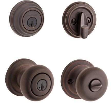lot 2280 image: Kwikset Juno Venetian Bronze Smartkey Single-Cylinder Deadbolt Keyed Entry Door Knob Combo Pack (1 Knob and 1 Deadbolt)