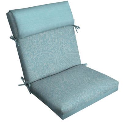 lot 2236 image: allen  roth 1-Piece Spa Blue Kensley High Back Patio Chair Cushion