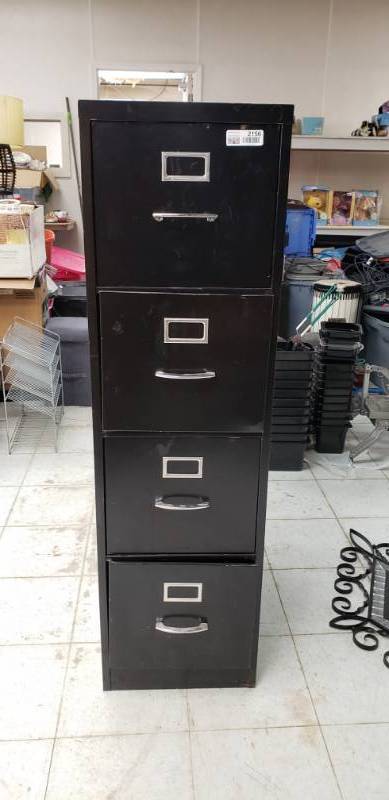 lot 2156 image: Four Drawer Metal Filing Cabinet