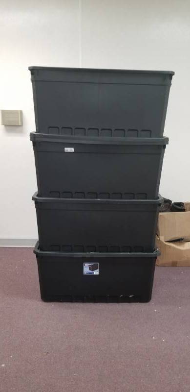 lot 2202 image: Lot of 4 Heavy Duty Totes with Lids