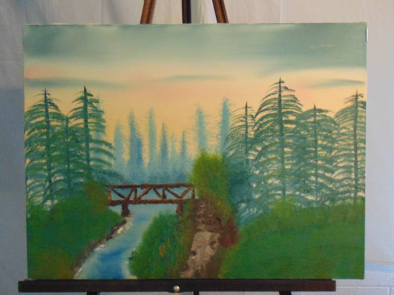 lot 14317 image: River Landscape Painting Unsigned