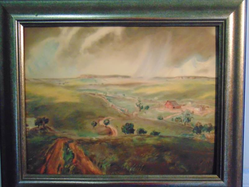 lot 14320 image: Framed Landscape Painting Artist Unknown Not Signed (Under Frame)