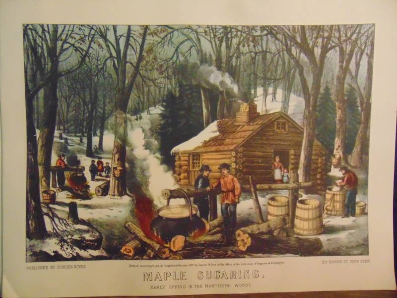 lot 14380 image: Maple Sugaring Print Published by Currier & Ives