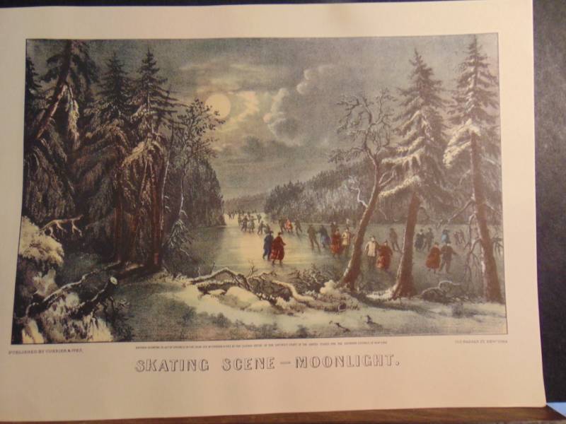 lot 14382 image: Skating Scene-Moonlight Published by Currier and Ives