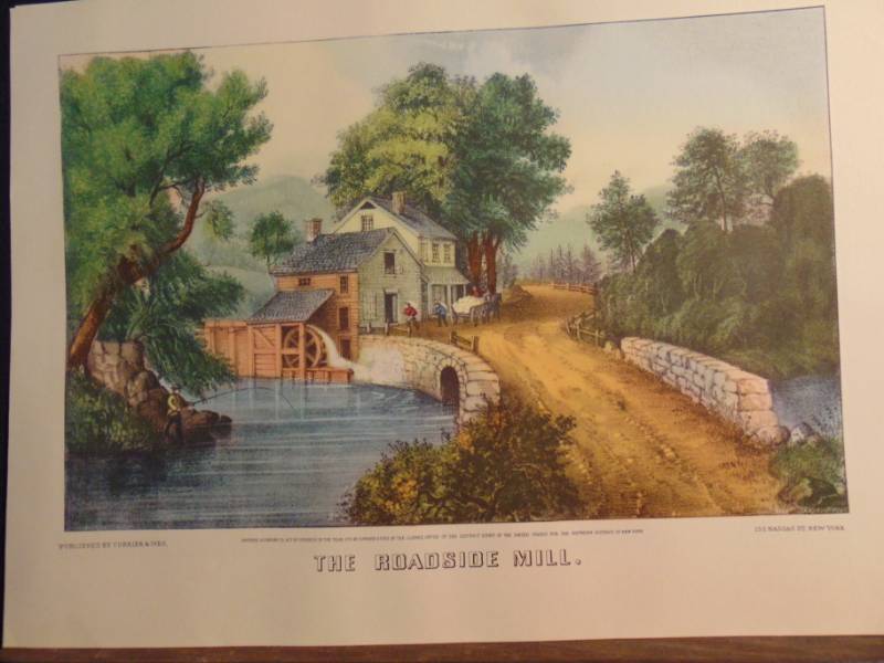 lot 14384 image: The Roadside Mill Published by Currier and Ives